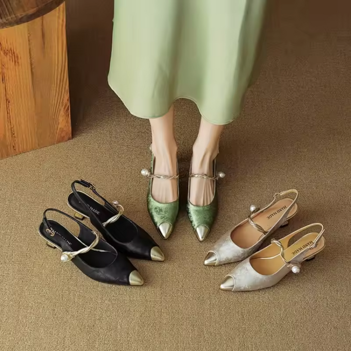 Astrid - Pearl Embellished Slingback Heels