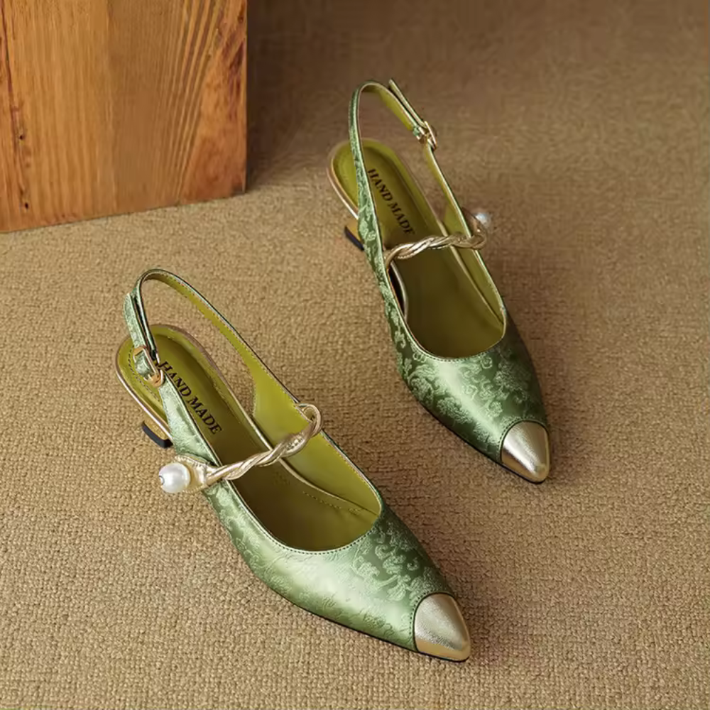 Astrid - Pearl Embellished Slingback Heels