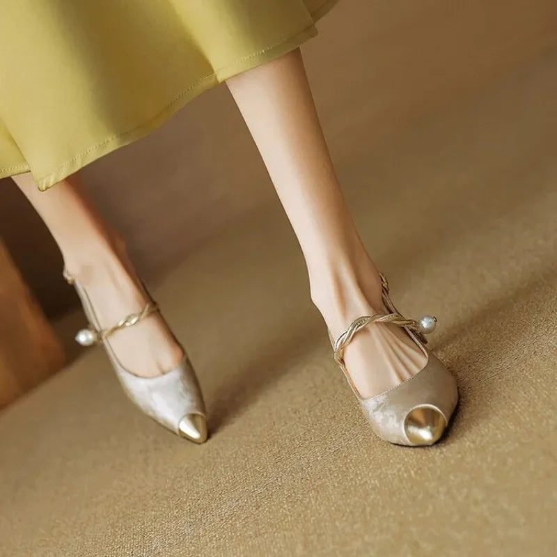 Astrid - Pearl Embellished Slingback Heels