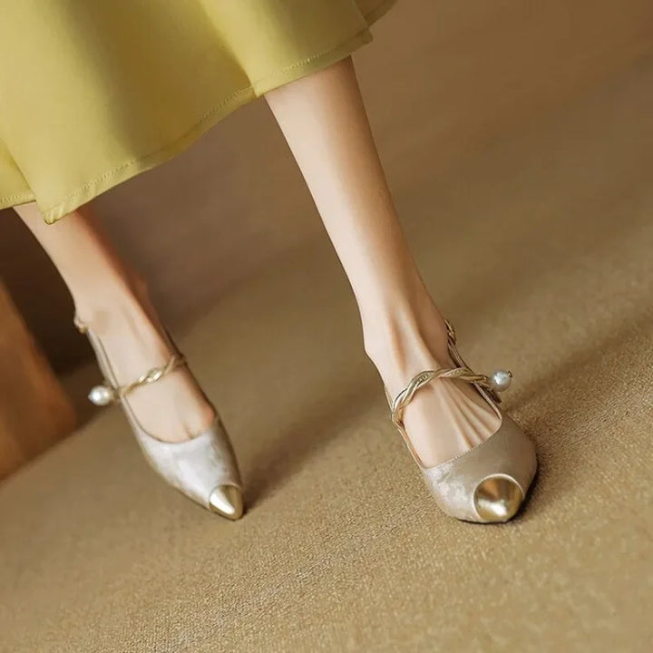 Astrid - Pearl Embellished Slingback Heels