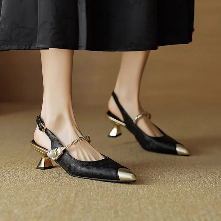 Astrid - Pearl Embellished Slingback Heels