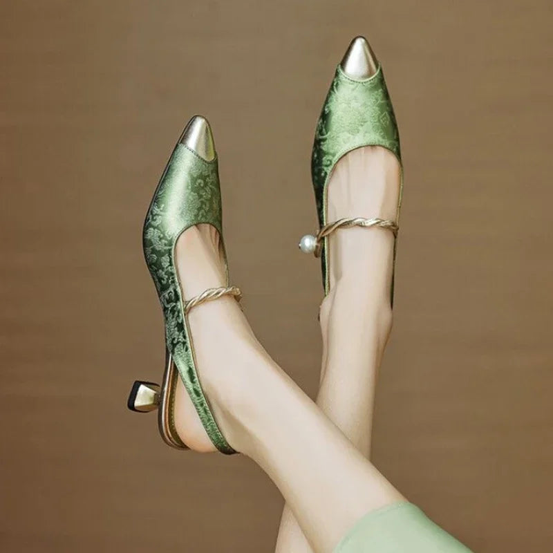 Astrid - Pearl Embellished Slingback Heels