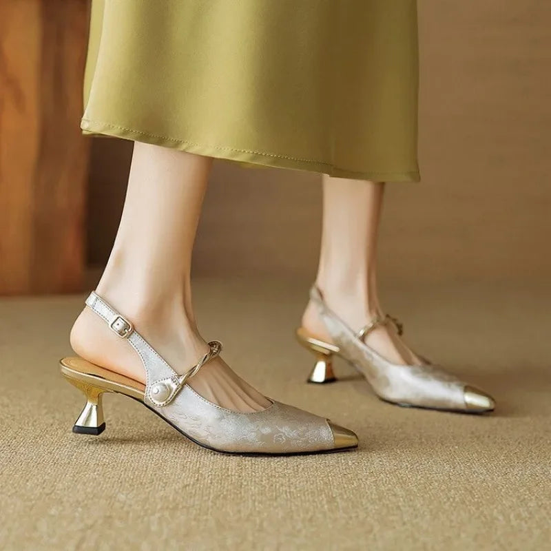 Astrid - Pearl Embellished Slingback Heels