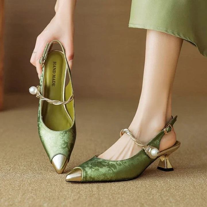 Astrid - Pearl Embellished Slingback Heels